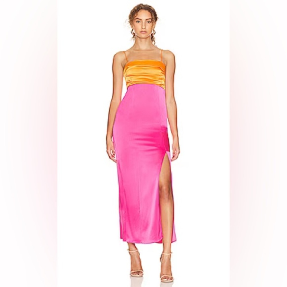 Alice + Olivia Lilita Maxi Sheath Dress 2 Orange/Pink